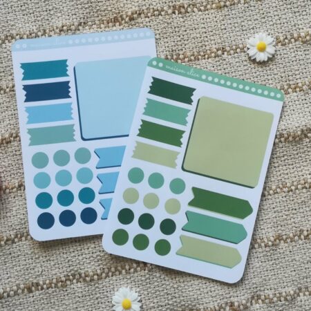 Sticker d'organisation bleu et vert pour carnet