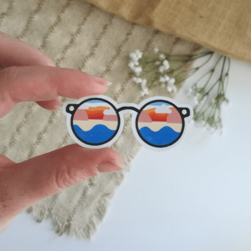 Sticker autocollant lunette de plage good vibes