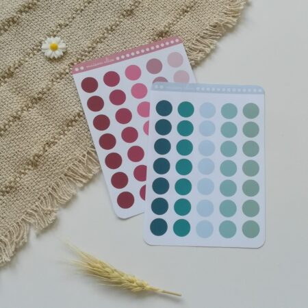 Planche de sticker rond rose et bleu pour bullet journal