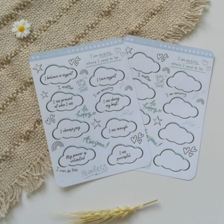 Planche d'autocollants affirmations positives