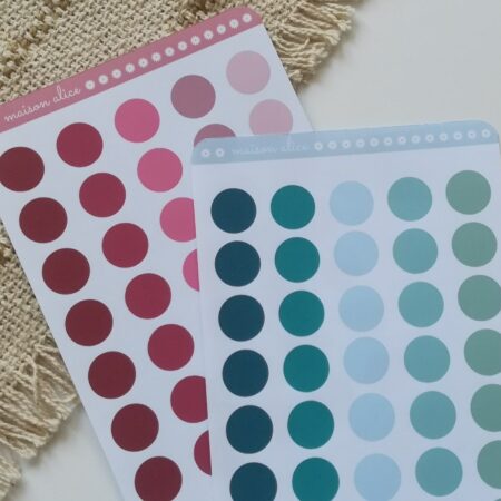 Planche de sticker rond bleu et rose