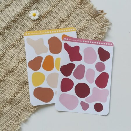 Planche de sticker forme jaune et rose
