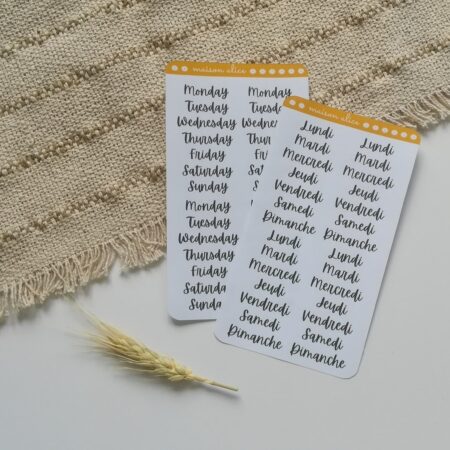 Planche de sticker semainier pour bullet journal