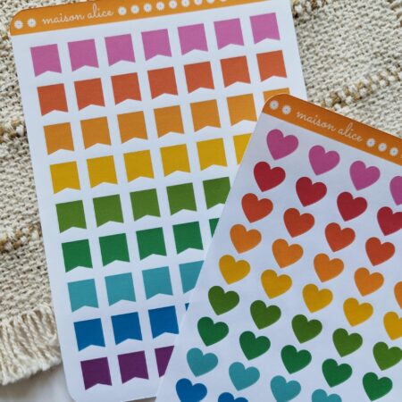 Planche de sticker cœur et étiquettes
