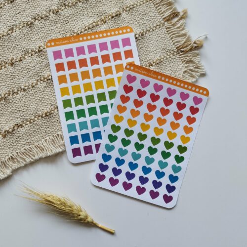 Sticker cœur & étiquettes multicolores